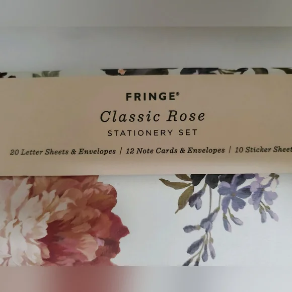 Fringe Classic Rose Stationery Set w/20 Letter Sheet, 12 Notecards & 20 Stickers - Picture 2 of 9